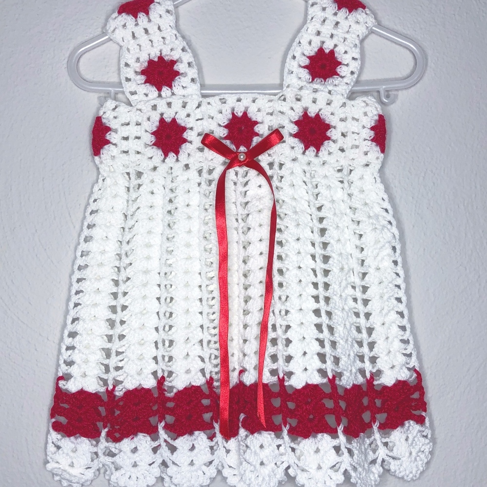 crochet flower tank dress